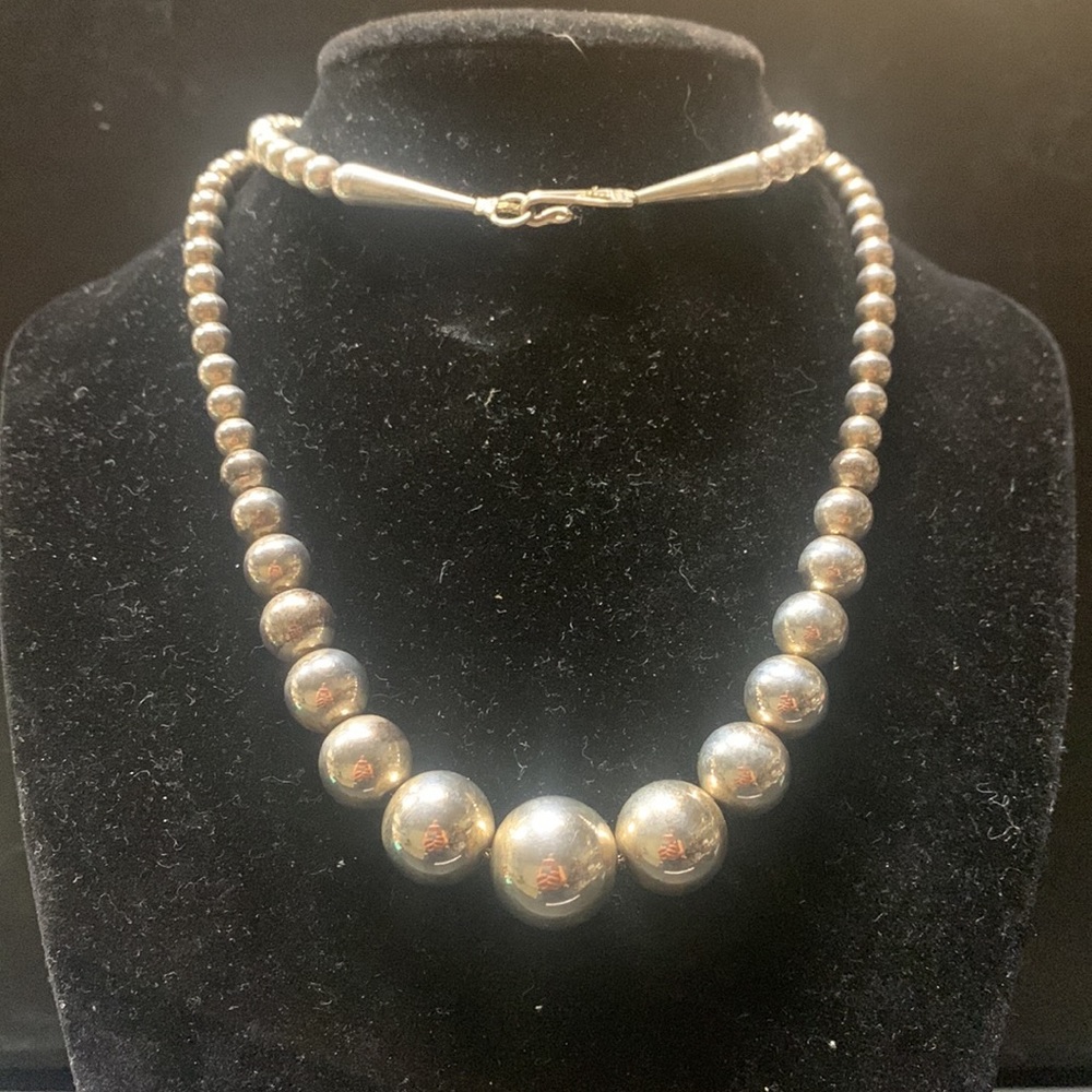 Sterling vintage beaded necklace
